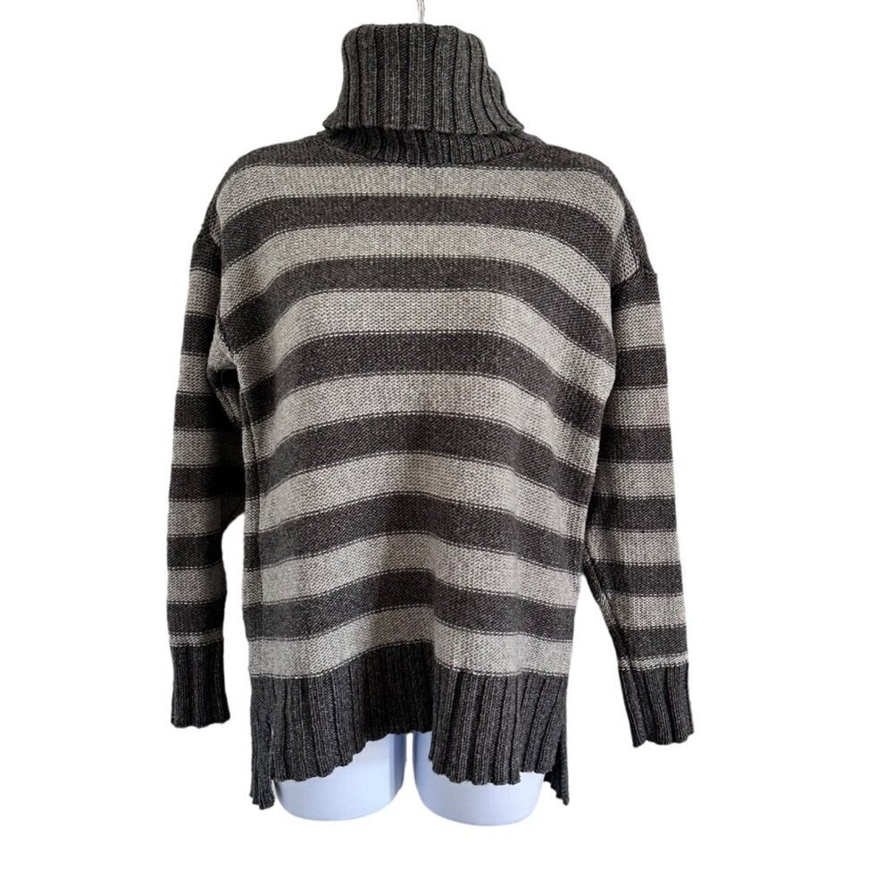 Toad Co sweater Women's size XS knit longsleeve gray stripes